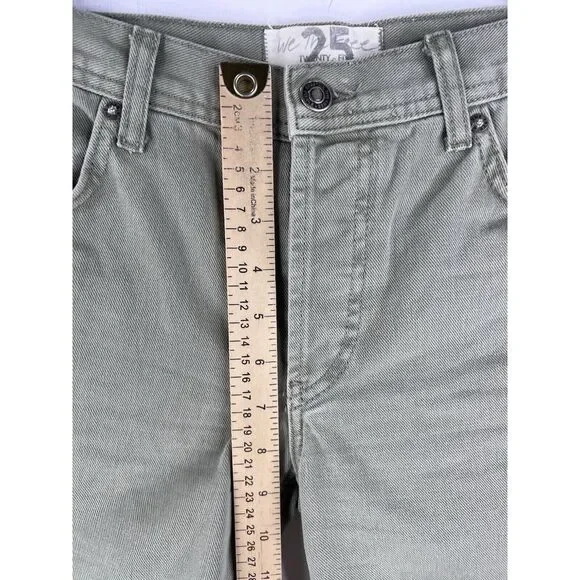 We The Free Jeans Womens 25 Green Denim Mid Rise Pockets Raw Hem Fringes - Picture 7 of 16